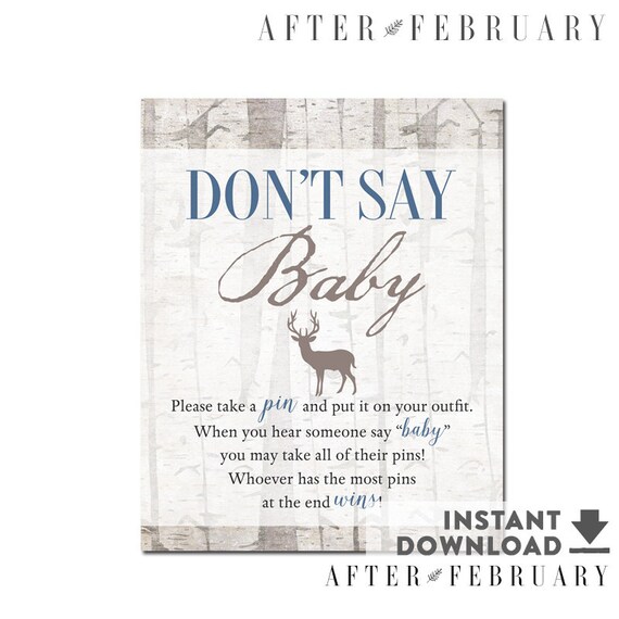Dont Say Baby Game Sign 8x10 Woodland Baby Shower Games Etsy