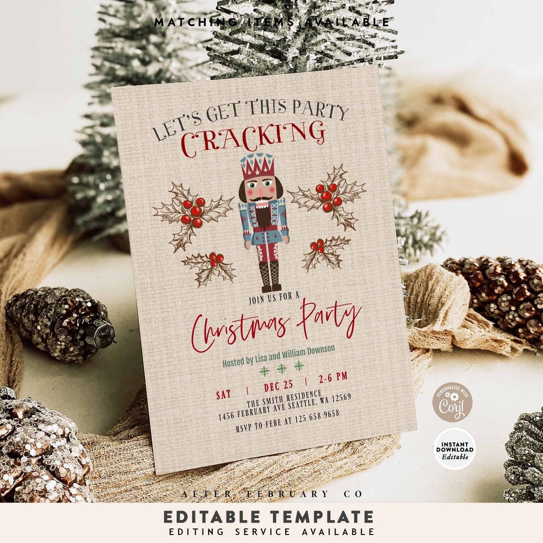 Editable Rustic Nutcracker Invitation Christmas (Download Now) - Etsy