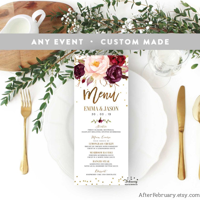 Burgundy Wedding Menu Baby Shower Menu Bridal Shower Brunch Etsy Burgundy Wedding Menu Baby Shower Menu Bridal Shower Brunch Etsy