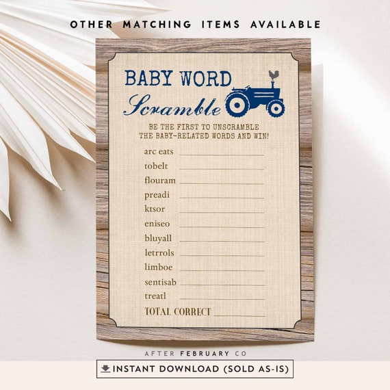 Navy and White Baby Shower Games Package download printables