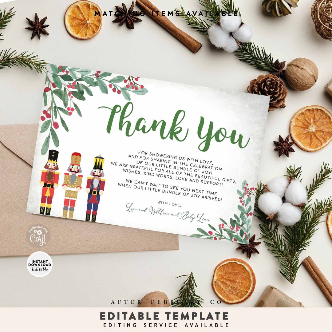 EDITABLE Winter Nutcracker Christmas Party Thank You Note Card Message Thank You Flat Card Printable Template Instant Download 487 - Etsy editable-winter-nutcracker-christmas-party-thank-you-note-card-message-thank-you-flat-card-printable-template-instant-download-487-etsy
