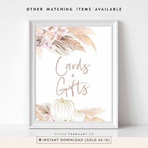 Pampasgras rosa weiß Kürbis Baby Shower Karten und Geschenke Zeichen Boho Baby Shower Decor Dekoration Zeichen Printable Instant Download 225V1