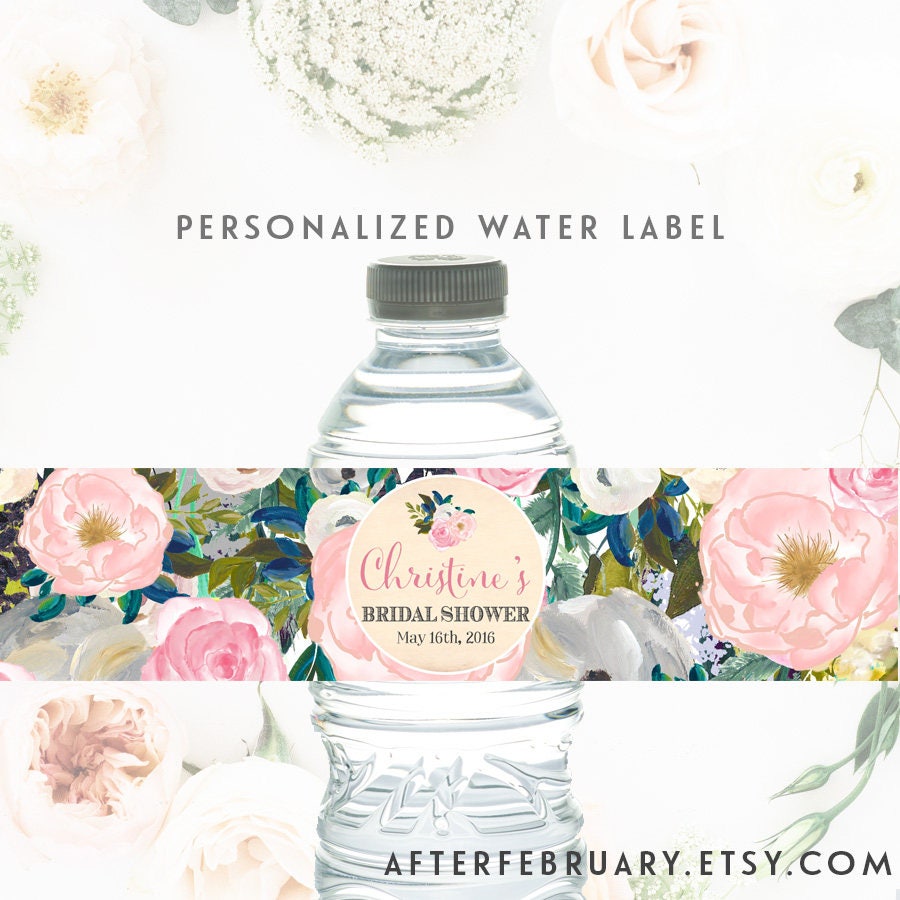 Bridal Shower Water Bottle Labels Personalized Mint Mason Jar | Etsy