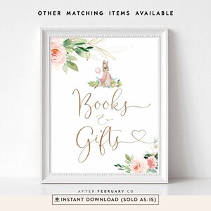 Greenery Pink Girl Flopsy Peter Rabbit Baby Shower Books And Gifts Sign Peter Rabbit Baby Shower Decor Printable Instant Download 1304V2