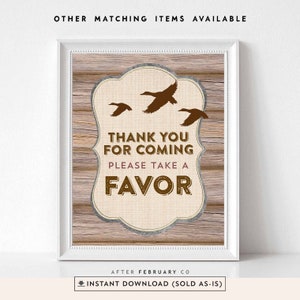 Flying Duck Rustic Hunting Baby Shower Favor Sign Decoration Sign Baby Shower Duck Hunting Baby Shower Sign Printable Instant Download 983V1