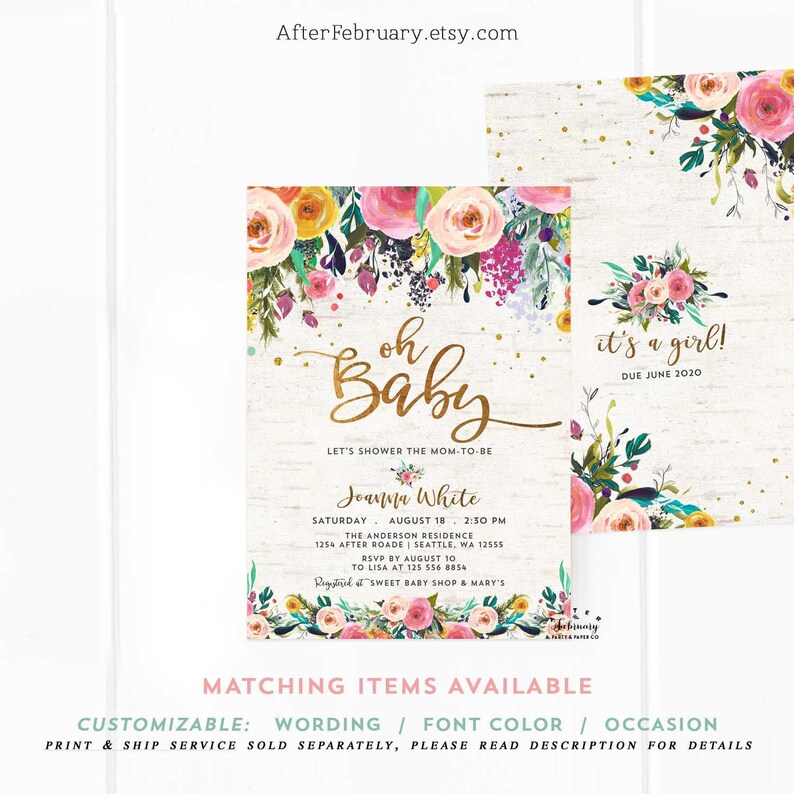 Rustic Floral Baby Shower Invitation Girl Floral Gold Oh Baby Etsy Rustic Floral Baby Shower Invitation Girl Floral Gold Oh Baby Etsy