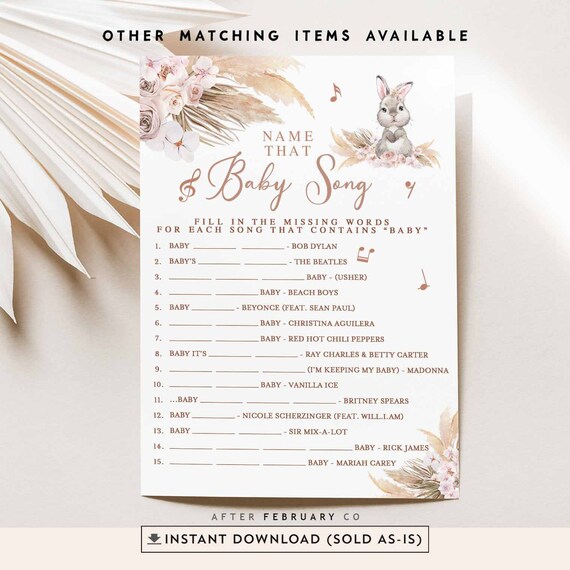 Bunny Pink Pampas Grass Boho Girl Bunny Rabbit Name That Baby Song.