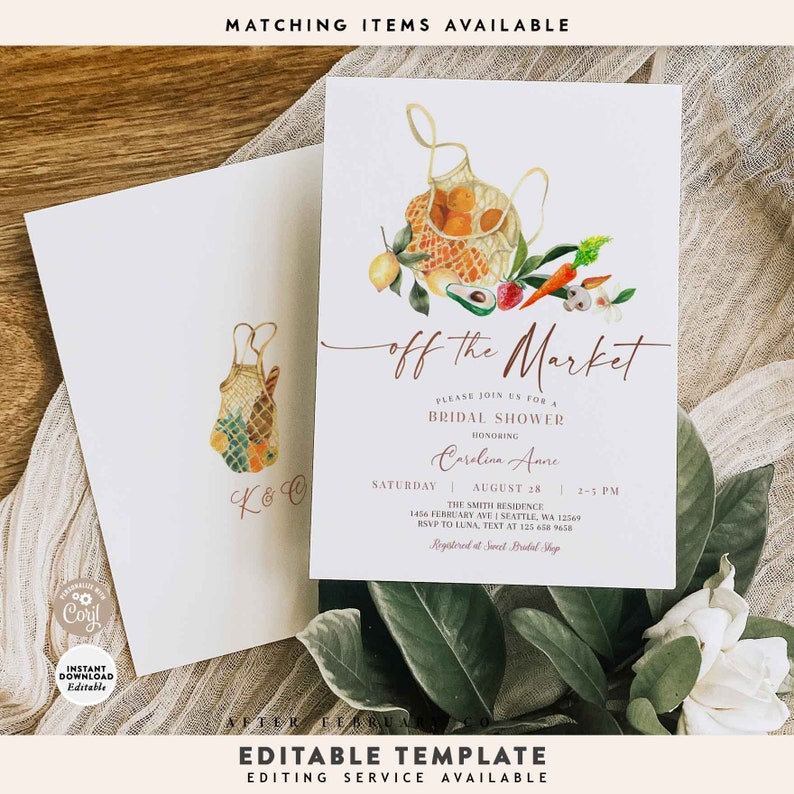 EDITABLE Fresh Off the Market Farm Market Bridal Shower Invitation Invite Printable Template Instant Download 1568BR image 3