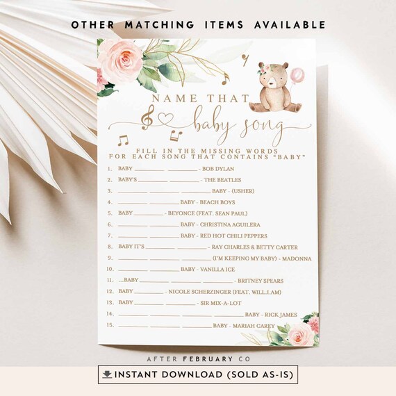 Pink Gold Girl Teddy Bear Name That Baby Song Game We Can Bearly.