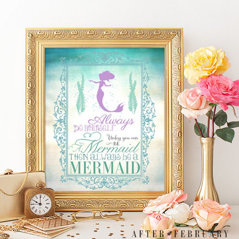 Mermaid Wall Art Print 8X10 Always Be a Mermaid Mermaid Etsy