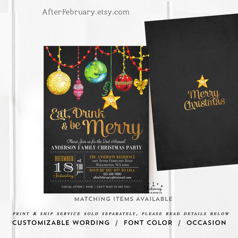 Ornament Exchange Invitation Holiday Party Invitations Etsy