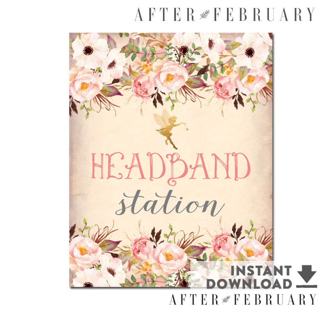 8x10 Headband Making Station Sign Printable Fairy Baby Shower Game ...