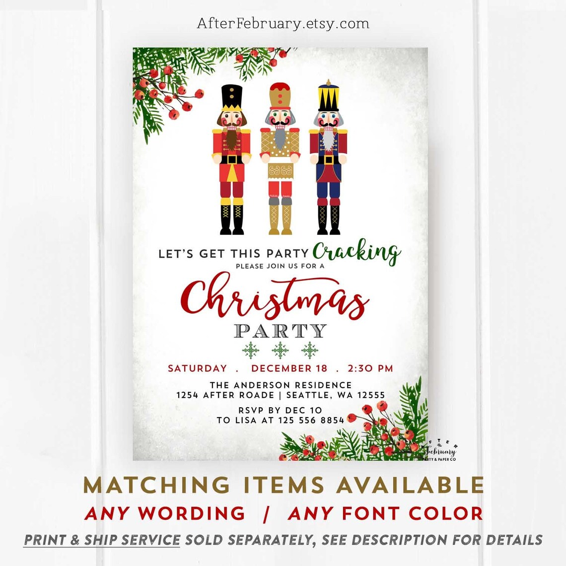 Nutcracker Invitation Printable Christmas Party Invitation | Etsy