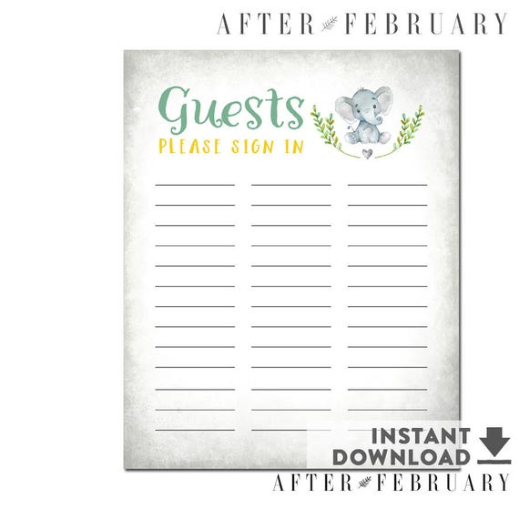 8x10 Guest SignIn Sheet Baby Shower Keepsake Gender Etsy
