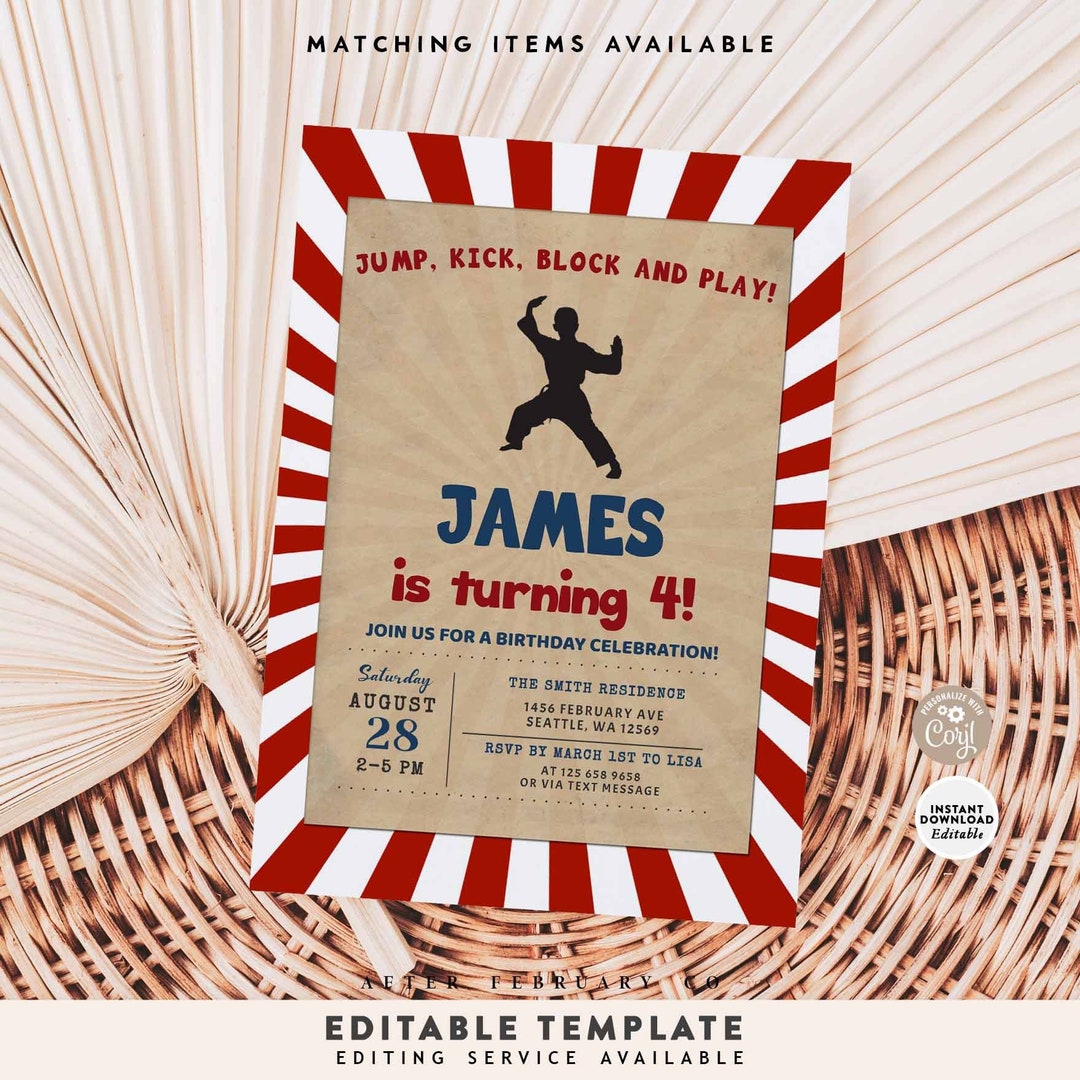 Editable Karate Birthday ANY AGE Boy Birthday for Boy Martial Arts