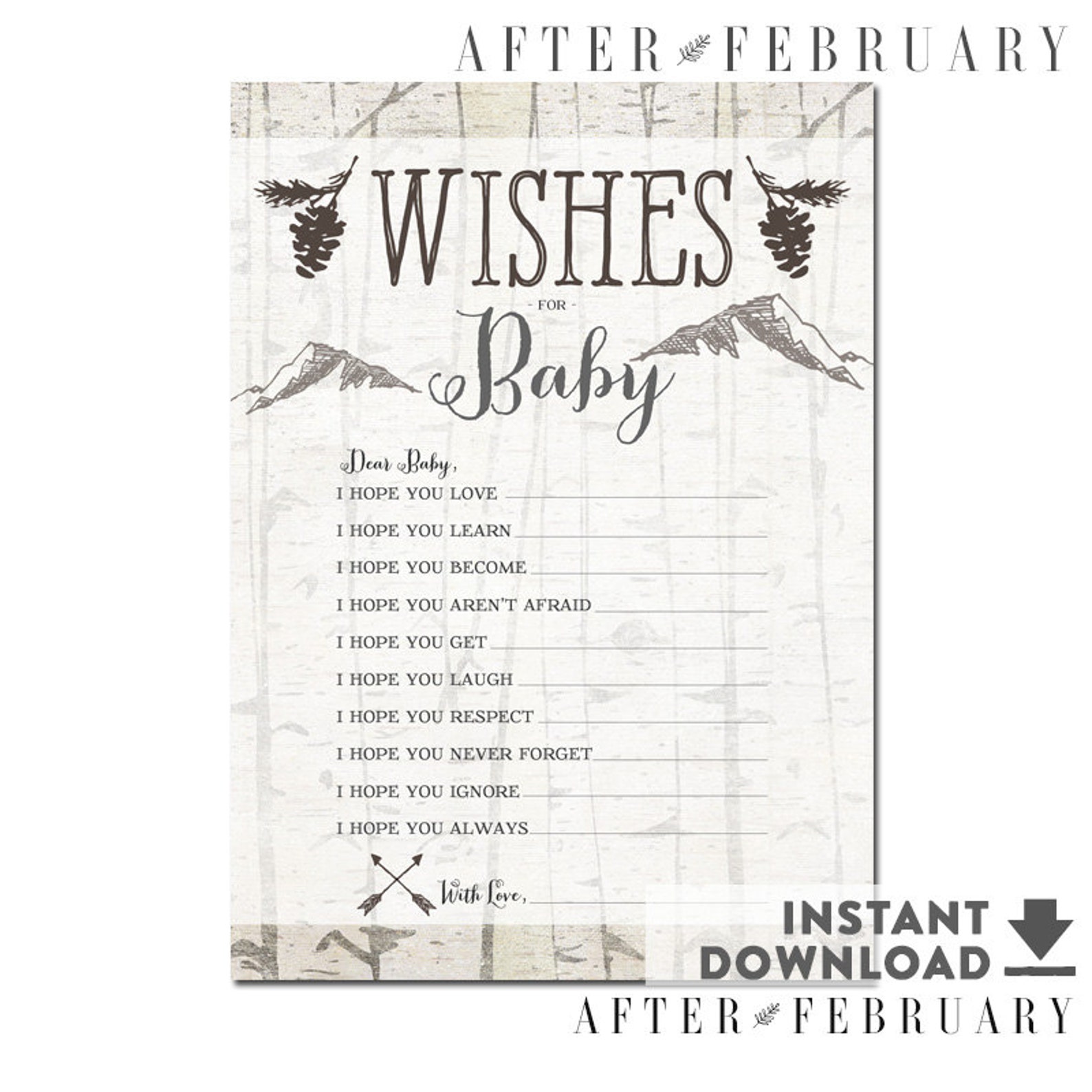 Wishes for Baby Printable Wishes for Baby Cards and Sign Etsy