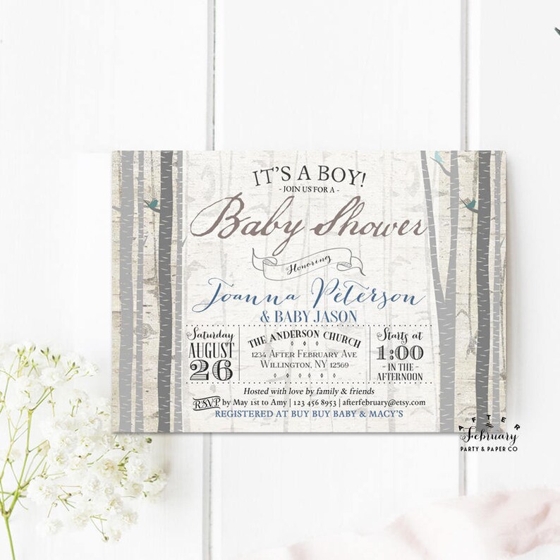 Rustic Baby Shower Invitation Boy Baby Shower Invite Boy Woods Etsy