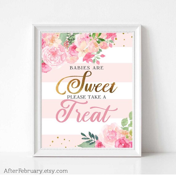 Babies are Sweet Please Take a Treat Sign Printable Pink Gold | Etsy