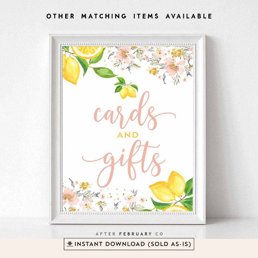 Lemon Cards and Gifts Sign Printable Lemon Baby Shower Decorations ...