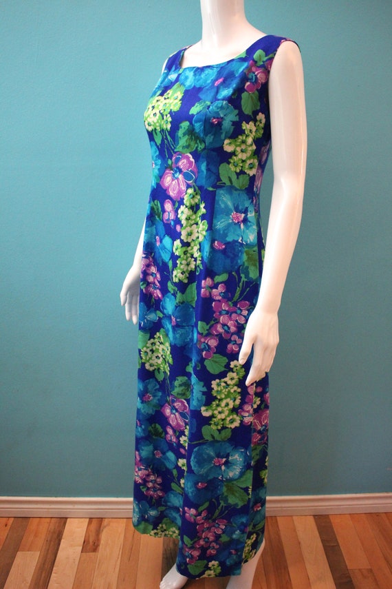 Hawaiian Dress 60's Floral Hawaiian Maxi Sheath… - image 5