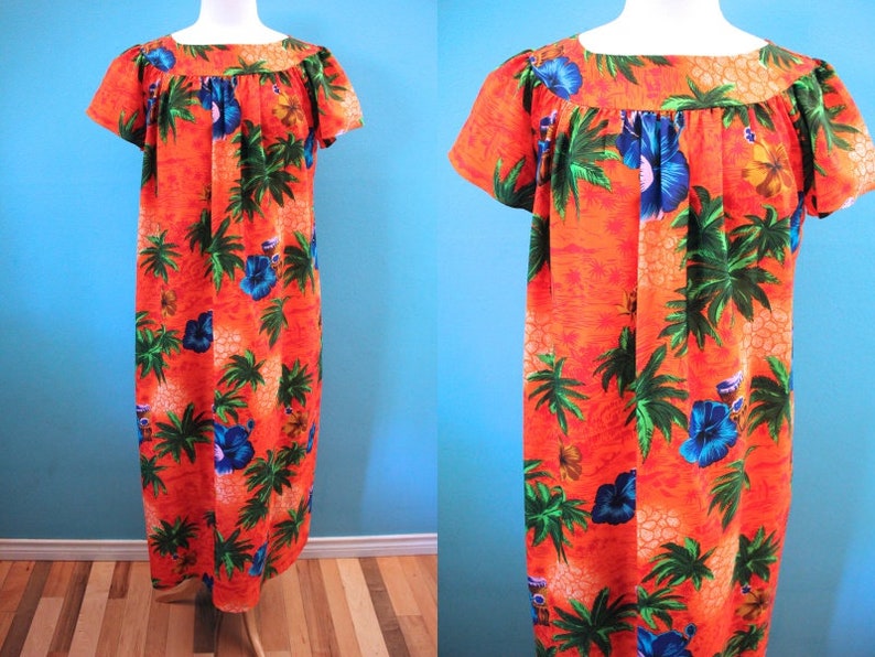orange hawaiian dress