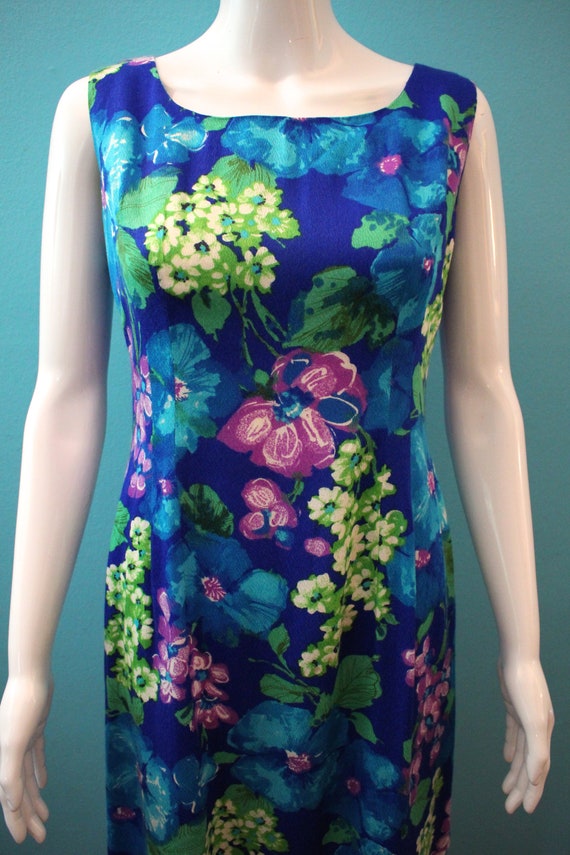 Hawaiian Dress 60's Floral Hawaiian Maxi Sheath… - image 3