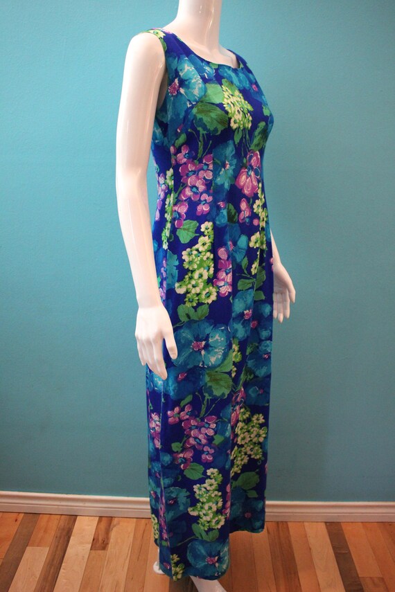 Hawaiian Dress 60's Floral Hawaiian Maxi Sheath… - image 4