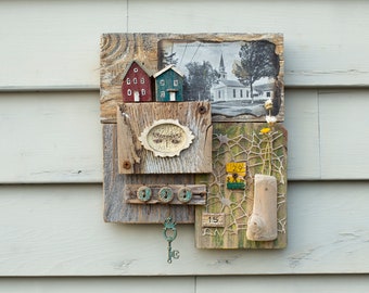 Rustic Collage "Cummington"/ Driftwood Art /Mixed Media Art