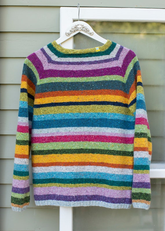 Gestreepte tweed trui kleurrijke trui dames trui maat S Etsy Nederland