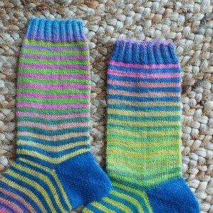 Striped Socks / Hand Knitted Socks / Wool Socks / Size 6, 7 image 3