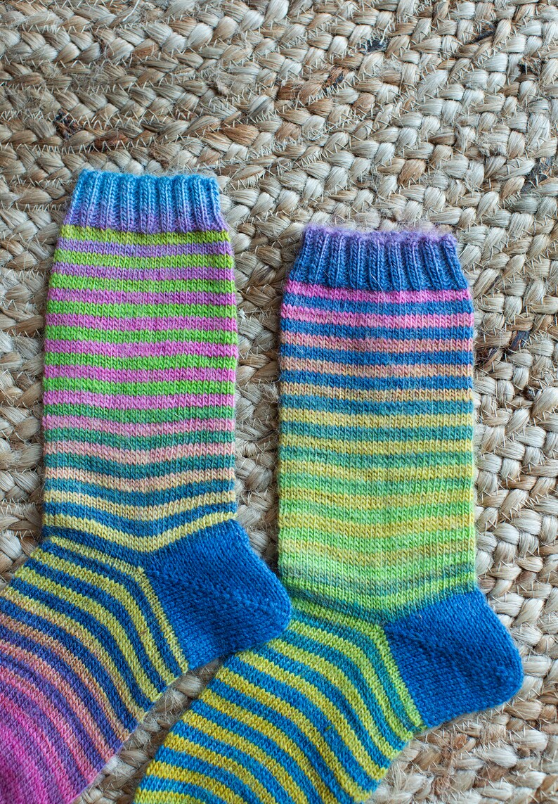 Striped Socks / Hand Knitted Socks / Wool Socks / Size 6, 7 image 3