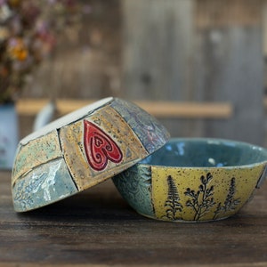 Set of 2 Ceramic Bowls "Patchwork" / Pottery bowls / Soup Bowls / Porridge Bowls