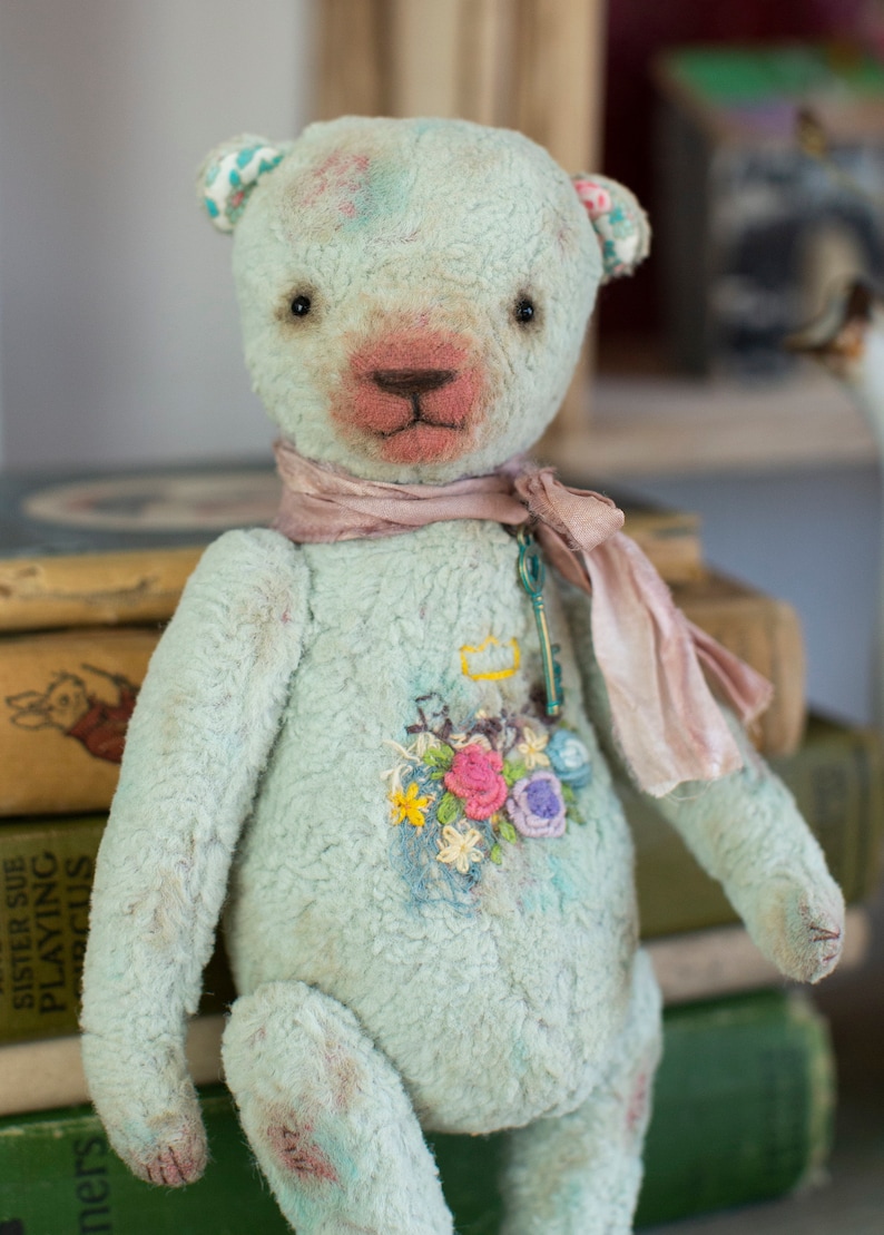 Vintage Teddy/Turquoise Teddy Bear image 3