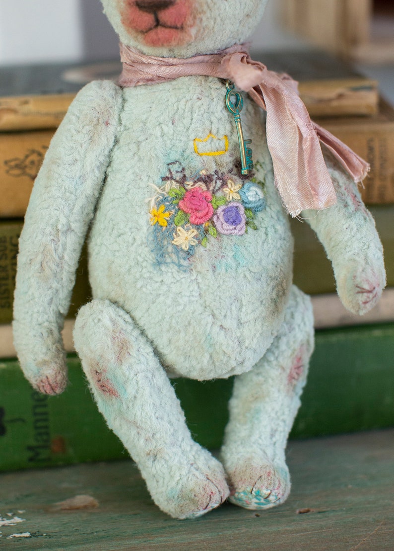 Vintage Teddy/Turquoise Teddy Bear image 4