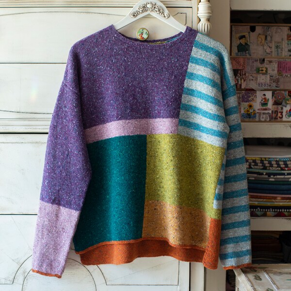 Colorblock Sweater Ballet Pink Stripe