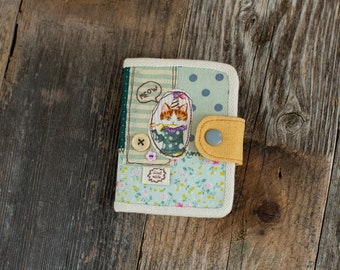 Patchwork Wallet "Meow" / Handmade Wallet / Cotton Wallet