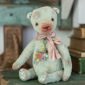 Vintage Teddy/Turquoise Teddy Bear image 6