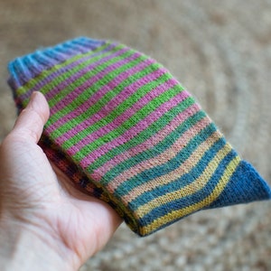 Striped Socks / Hand Knitted Socks / Wool Socks / Size 6, 7 image 4