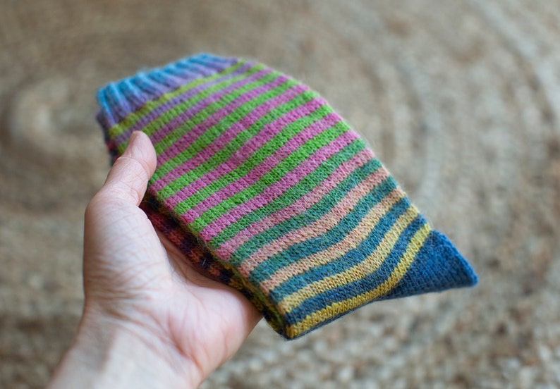 Striped Socks / Hand Knitted Socks / Wool Socks / Size 6, 7 image 4