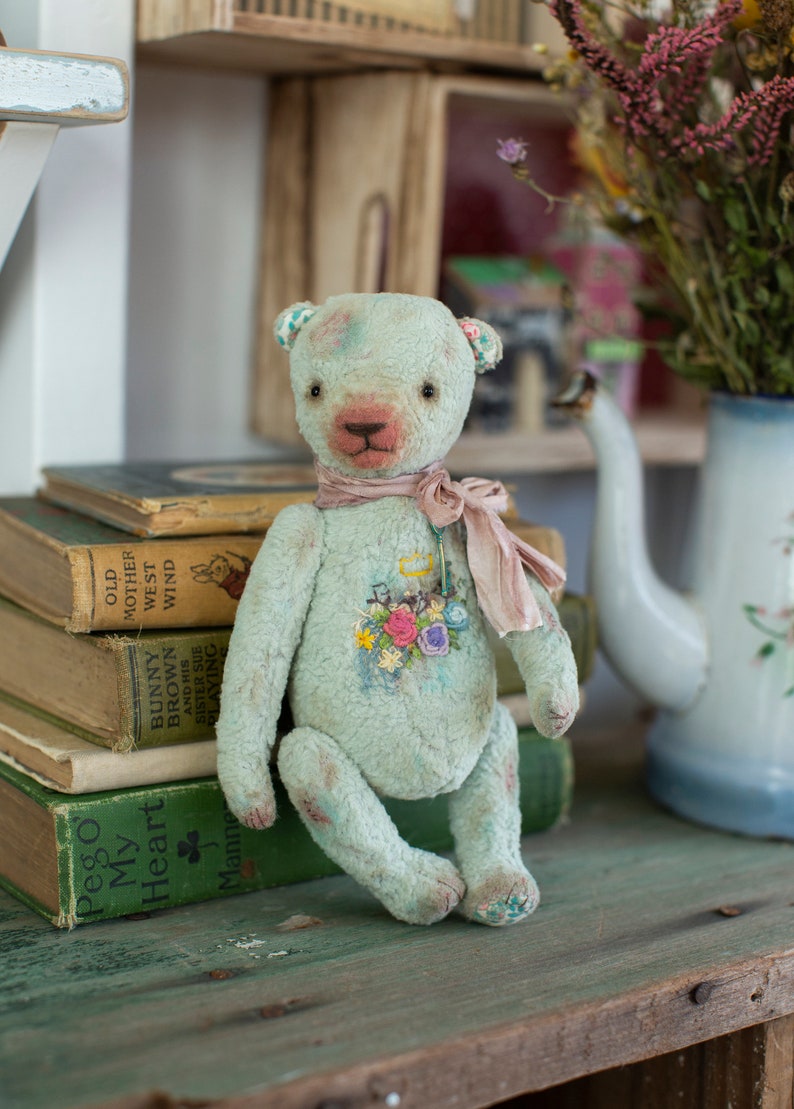 Vintage Teddy/Turquoise Teddy Bear image 7