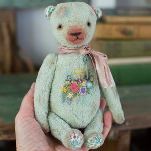 Vintage Teddy/Turquoise Teddy Bear image 8