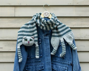 Tabby Cat Scarf / Cat Scarf / Wool Scarf (to order)