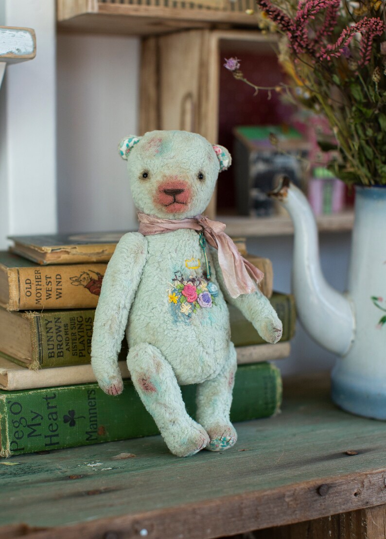 Vintage Teddy/Turquoise Teddy Bear image 2