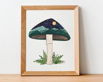 Mushroom Landscape No. 1, 8x10 Print of Original Watercolor