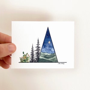 Mini Print with Copper - Night Sky Triangle - Grounded Collection | Small Watercolor Art Print