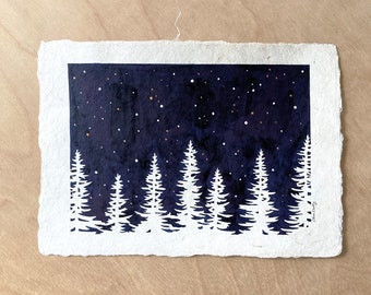 Night in the Forest No. 10 | Original Watercolor Painting