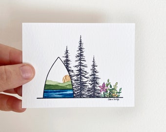 Mini Print with Copper - Sun Rising - Grounded Collection | Small Watercolor Art Print