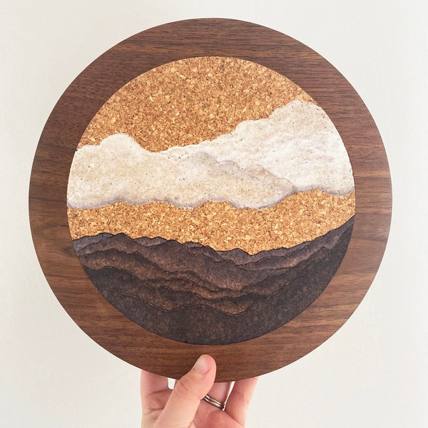 Covered by Clouds - 10" Original Wall Art | Cork Walnut Collection