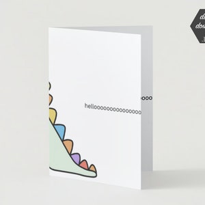 Un pequeño saludo para un amigo / Lindo y dulce / Tarjeta de felicitación de dinosaurio Helloooooooooooo / Descarga digital / Tarjeta imprimible estilo libro plegable