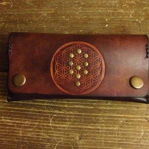 leather tobacco pouch flower of life belt